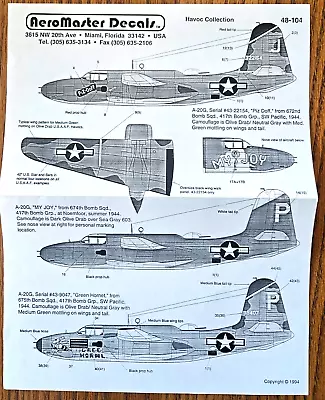 1/48 AeroMaster Decals A-20 Havoc • $13.99