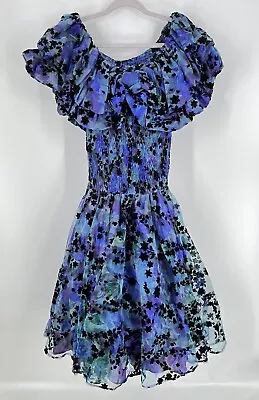 Vintage 80's Diane Freis Ruffle Tiered Strapless Floral Dress O/S • $89