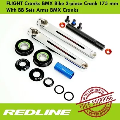 REDLINE FLIGHT Cranks BMX Bike 3-piece Crank 175 Mm With BB Sets Arms BMX Cranks • $159