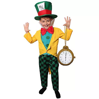 Boys Mad Hatter Costume Child Alice Fancy Dress Kids Book Week Day Outfit • £14.99