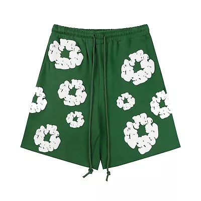 Mens Denim Tears The Cotton Wreath High Street Shorts Summer Sport Shorts Green • $29