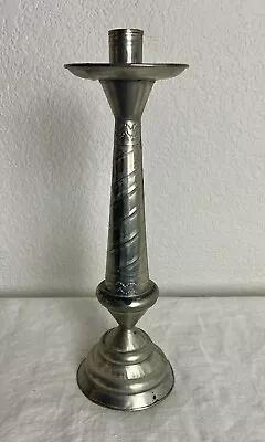 Vintage Mexican Punched Silver Tin Taper Candlestick Holder 12” Tall • $29