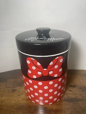 Disney Parks Minnie Mouse New Red Polka Dot Bow Cookie Jar Kitchen Canister Lid • $24.99