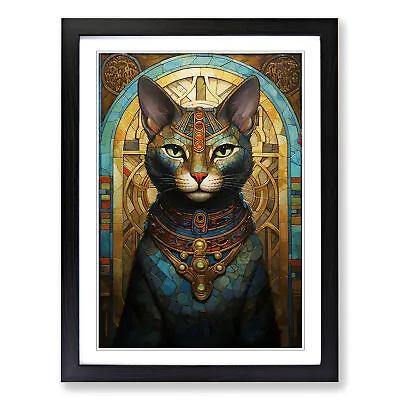 Egyptian Cat Renaissance Wall Art Print Framed Canvas Picture Poster Decor • £14.95