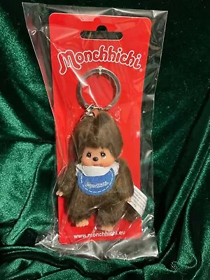 MONCHHICHI BOY Keychain Sekiguchi 4  Blue Bib Monkey Collectible Plush Doll Toy • $28.95