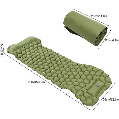 (Military Green)Camping Sleeping Pad Mat Foot Press Inflatable Cushion CS • $41.97