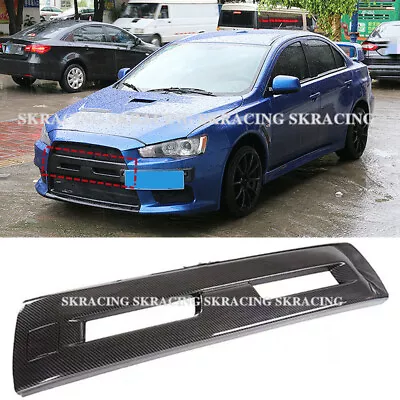 Fits Mitsubishi Evolution EVO X 10 Carbon Fiber Front Bumper Grill Grille Cover • $258