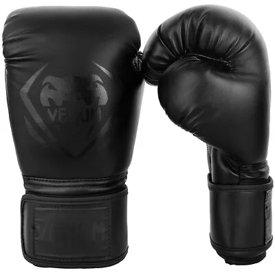 Venum Contender Hook And Loop Training Boxing Gloves - Black/Black • $40.50