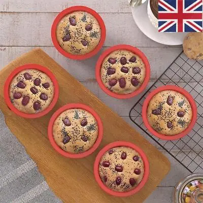 6Pack 4inch Silicone Round Cake Pan Tins Non-stick Baking Mould Bakeware Tray UK • £8.49