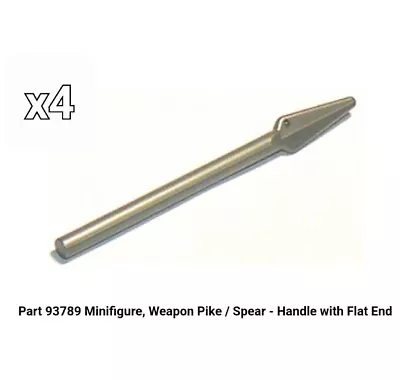 LEGO NEW Parts X4 93789	Flat Silver Weapon Pike / Spear - Handle With Flat End • $3.37