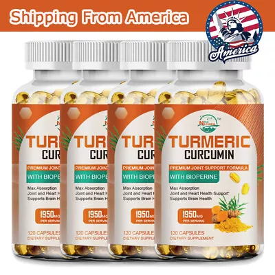 1950mg Turmeric Curcumin With Bioperine Black Pepper 120/240/480 Capsules By NL • $40.28