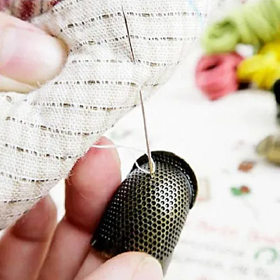 Brass Metal Finger Sleeve Thimble Hoop Sewing Ring Adjustable Household Women  • £2.39