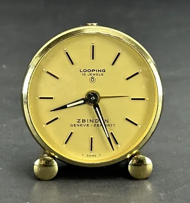 Vintage Looping Travel Alarm Clock 8 Day 15 Jewel Zbinden Geneve-Zermatt • $405.49