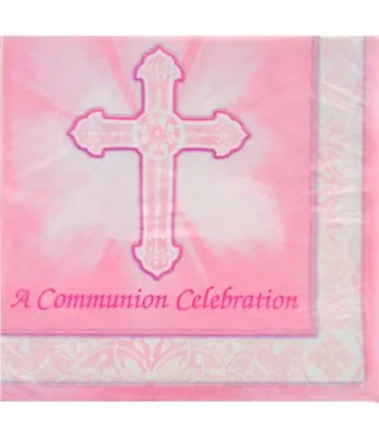 1st Holy Communion Napkins Pink Girls Party Decorations Tableware Serviette • £2.59