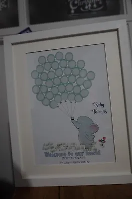 £4.99 • Buy Personalised Baby Shower Print Elephant Sign Guest Book Keepsake