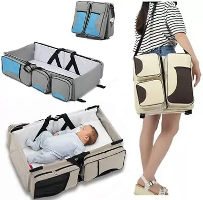 3 In1 Travel Mummy Baby Bag Portable Bed Diaper Bag Changing Station Infant Crib • £27.99