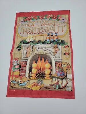 Mary Engelbreit Outdoor Flag Winter Christmas Fireplace Stockings Cat P7 • $13.30