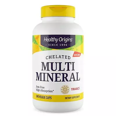 Healthy Origins Chelated Multi Mineral 240 Veggie Capsules Bone & Muscle Health • £29.83