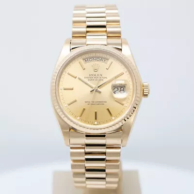 Rolex Day-Date 36 18038 Gold President Wristwatch - Champagne Dial • $16281.04