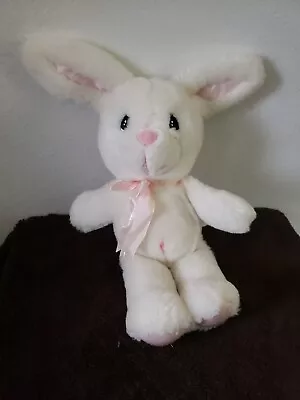 Precious Moments White Bunny Rabbit Plush Stuffed Animal Pink Bow Belly Button • $31.58