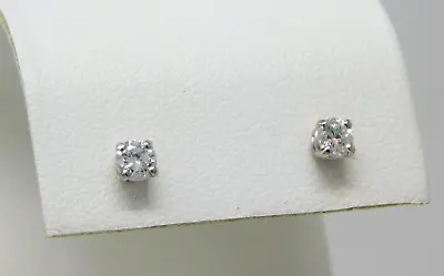 14 Kt White Gold Pair Of 3.5 Mm Diamond Stud Pierced Prong Earrings B4856 • $506