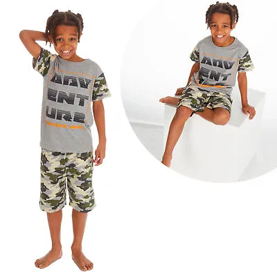 Kids Boys 2 Piece Pyjama Set Cotton Rich PJs Summer Pyjamas Jammies 2-13 Years • £8.99