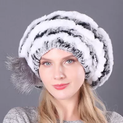 Handmade Fashion Women's Real Rabbit Fur +Real Fox Fur Winter Keep Warm Hats • $25.64