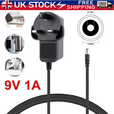 9V Power Supply UK 9v Adaptor 9v Charger 9 Volt Power Supply 9V 1A AC/DC UK PLUG • £5.89