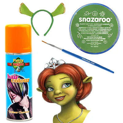 £14.99 • Buy Princess Fiona Shrek Halloween Fancy Dress Makeup Kit Face-paint Hairspray FX