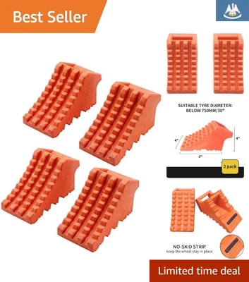 $56.74 • Buy Premium Heavy-Duty Wheel Chocks - 8  X 4  X 4  - 4 Pack - Orange - Multifunction