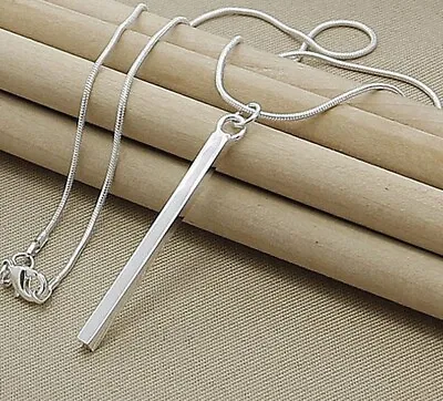 925 Sterling Silver Square Long Chain Necklace For Women Christmas Gift Jewelry • $59.99