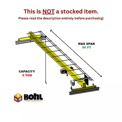 R&m 5 Ton 50' Span Top Running Single Girder Overhead Bridge Crane Kit • $24382.30