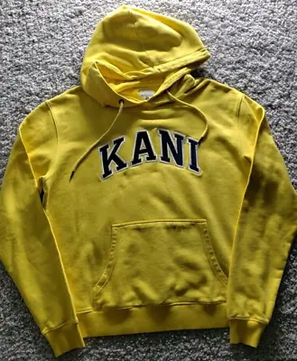 Karl Kani Hoodie Mens M Spellout Yellow 2pac Biggie Sweater Streetwear 90s Y2K • $31.10