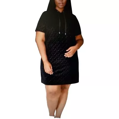 NWT MNWT Michael Kors Logo Print Velour Hooded Dress 2X • $55