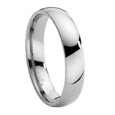 Unisex 6mm Silver Domed Titanium Polished Wedding Band Ring • $8.95