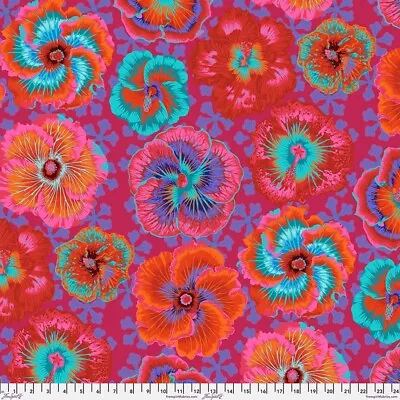 1/2 Metre Kaffe Fassett Floating Hibiscus RED PWPJ122 Cotton Quilting Fabric • £8.70