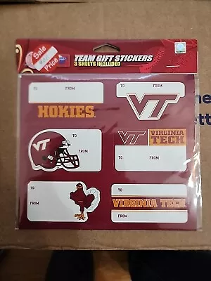 NCAA College Team Gift Labels / Tags.  Set Of 18 Labels - Virginia Tech Hokies • $3.99