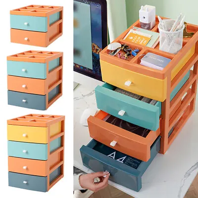£25.94 • Buy 2/3/4 Drawer Makeup Storage Box Home Office Desktop Stationery Organiser Cabinet