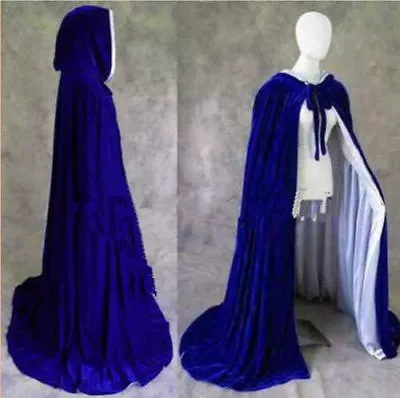 Hooded Velvet Cloak Gothic Wicca Robe Medieval Witchcraft Larp Cape Cloak • $35.14