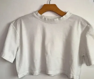Zara Small Crop Tee T Shirt White Boxy Short Sleeve Crewneck Pullover Casual Top • $6
