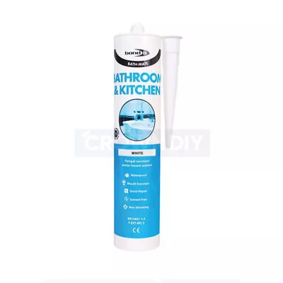 WHITE Silicone Sealant Anti Mould Mould Kitchen Bathroom Worktop Unibond Bond It • £6.95