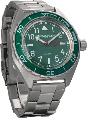 New Mens Military Automatic Watch Vostok Komandirskie 650856 Green Dial WR 200 M • $139.90