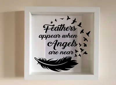 £2.49 • Buy Box Frame Vinyl Decal Sticker Wall Art Quote Feathers Appear When Angels Doves 