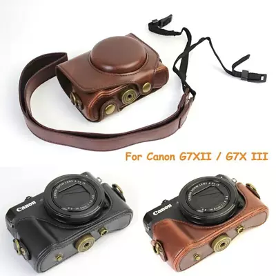 PU Leather Camera Case Bag Cover For Canon PowerShot G7X Mark2 MarkIII G7x2 G7x3 • $21.98