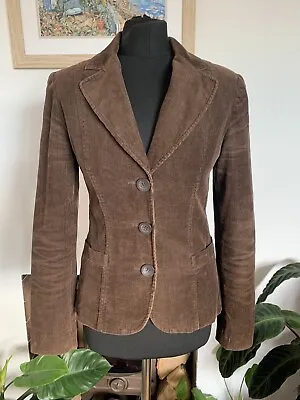Vintage ZARA Brown Corduroy Boyfriend Jacket Blazer - Size Small - Cord • £39.99