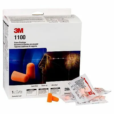 3M 1100 Uncorded Earplugs Poly Bag (Box Of 200 Pairs) • $44.95