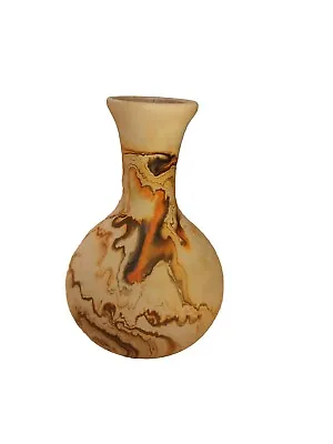 Nemadji Pottery Swirl Print 6  Vase Vintage Orange Brown And Taupe • $20