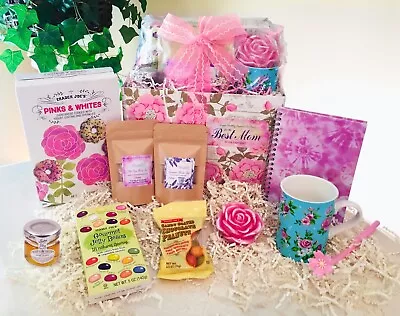 DELUXE Mother's Day Organic Rose & Lavender Flower Tea Gift Basket: MUG & MORE! • $49.99