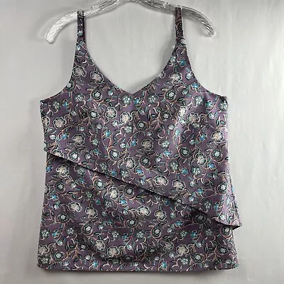 Cabi Tank Top Womens Small Floral Layered Cami Purple • $14.02
