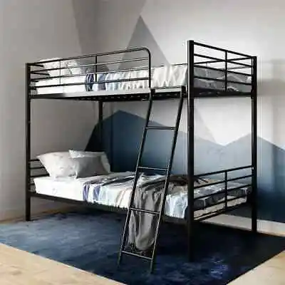 Convertible Twin Over Twin Metal Bunk Bed Black • $165.73